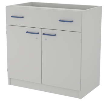 Metal double support cabinet with 2 doors and top drawer LAB-PRO VOLUME 1 86.50.86