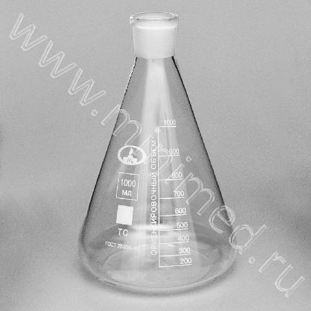 Conical flasks (Erlenmeyer) of different volumes, with grinds