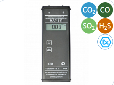 Многокомпонентный газоанализатор МАГ-6 П-К-В (CO2, H2S, CO, SO2)