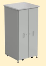 Шкаф 2 выдвижные вертикальные секции 640x630x1350 ламинат белый, серый металл