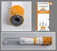 Vacuum tube MiniMed with coagulation activator, 8ml, 16×100mm, orange, PET, pack.100 pcs.