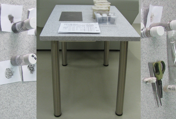 Table d'échantillonnage en poudre