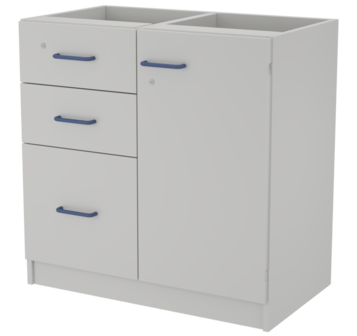 Metal double support cabinet with 1 door and 3 drawers LAB-PRO VOLUME 3 86.50.86