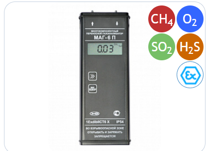 Многокомпонентный газоанализатор МАГ-6 П-К-В (O2, CH4, H2S, SO2)