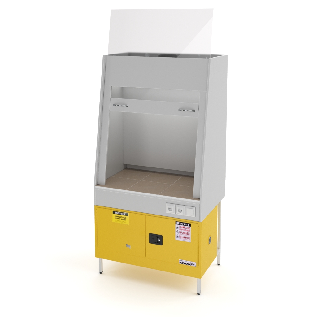 NV-1100 SHV-LVZH Fume cupboard with HIL storage compartment and countertop made of granite