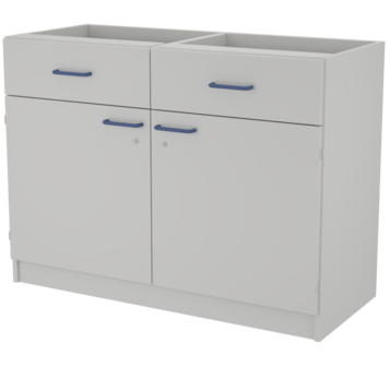 Metal double support cabinet with 2 doors and top drawer LAB-PRO VOLUME 2 116.50.86
