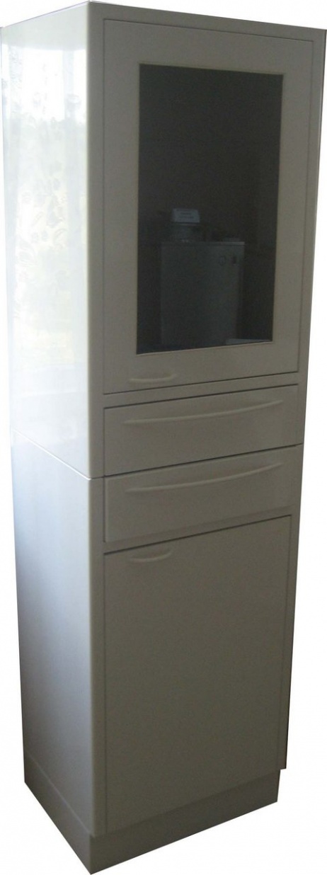 Шкаф-стойка со стеклянной и металлической дверями и двумя ящиками СЕ 207