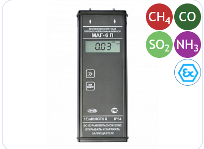 Многокомпонентный газоанализатор МАГ-6 П-К-В (NH3, CH4, CO, SO2)