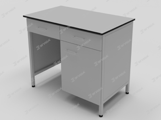 Table de laboratoire avec deux tiroirs et porte