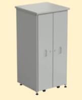 Шкаф 2 выдвижные вертикальные секции 640x630x1350 ламинат серый, серый металл