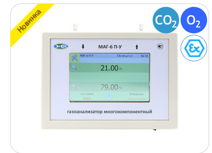 Многокомпонентный газоанализатор МАГ-6 П-У (O2, CO2 до 100%) для контроля качества пищевой упаковки