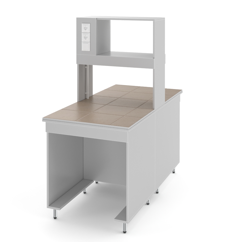 Физический островной лабораторный стол со столешницей из керамогранитной плитки НВ-800 ОК