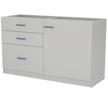 Metal double support cabinet with 1 door and 3 drawers LAB-PRO VOLUME 3 146.50.86