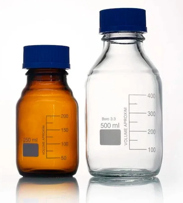 Jar for Primelab reagents, light glass, nav. plast. cap, 100 ml