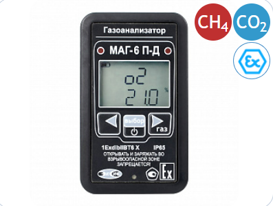 Портативный многокомпонентный газоанализатор МАГ-6 П-Д (CH4, CO2)