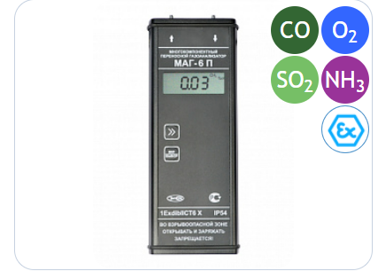 Многокомпонентный газоанализатор МАГ-6 П-К-В (O2, NH3, CO, SO2)