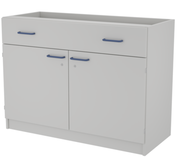 Metal double support cabinet with 2 doors and top drawer LAB-PRO VOLUME 1 116.50.86