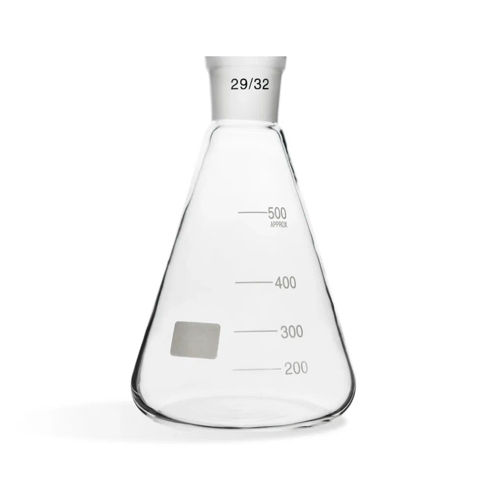 Conical flask KN-1-500-29/32 with Primelab divisions, GOST 25336-82