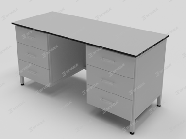 Table de laboratoire à deux tiroirs avec six tiroirs