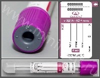 Vacuum tube MiniMed with K2-EDTA and separation gel, 4 ml, 13×100mm, purple, PET, pack.100 pcs,