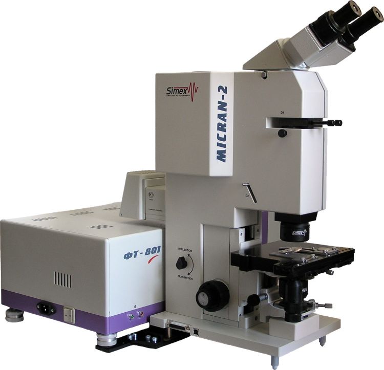 Spectral measuring complex: automated IR Fourier spectrometer "FT-801" with IR microscope "MIKRAN-2"